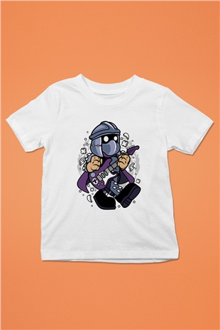 Shredder Rocker Baskılı Beyaz Unisex Çocuk Tshirt