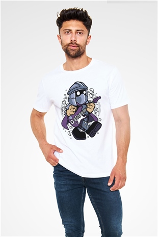 Shredder Rocker Baskılı Beyaz Unisex Tshirt