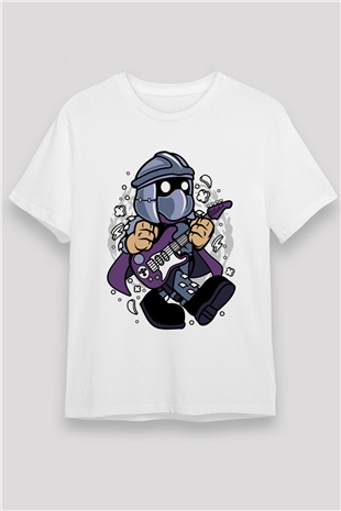 Shredder Rocker Baskılı Beyaz Unisex Tshirt