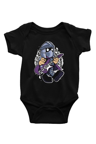 Shredder Rocker Baskılı Siyah Bebek Body - Zıbın