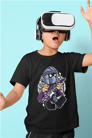 Shredder Rocker Baskılı Siyah Çocuk Unisex Tshirt