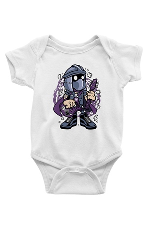 Shredder Rockstar Baskılı Beyaz Unisex Bebek Body - Zıbın
