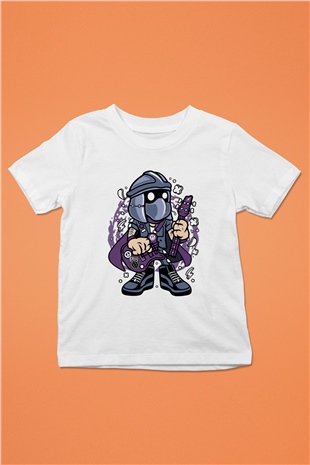 Shredder Rockstar Baskılı Beyaz Unisex Çocuk Tshirt