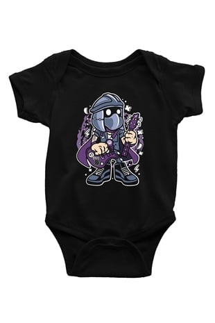 Shredder Rockstar Baskılı Siyah Bebek Body - Zıbın