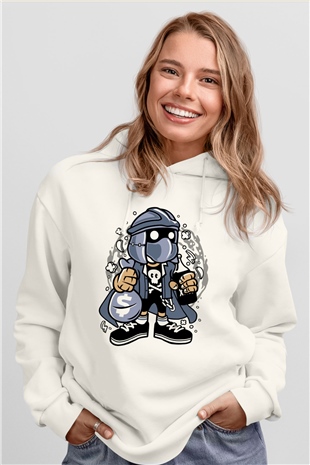Shredder Street Bastard Baskılı Beyaz Unisex Hoodie