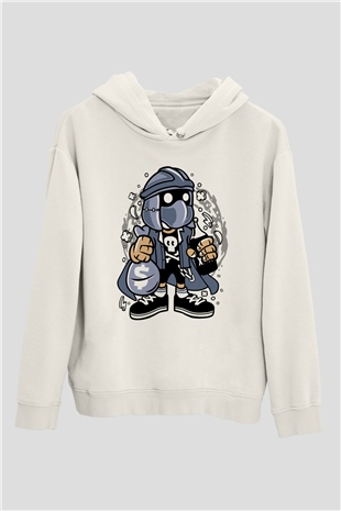 Shredder Street Bastard Baskılı Beyaz Unisex Hoodie