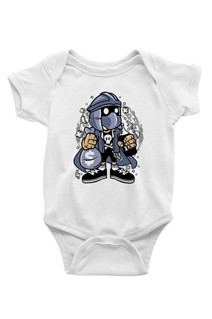 Shredder Street Bastard Baskılı Beyaz Unisex Bebek Body - Zıbın