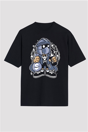 Shredder Street Bastard Baskılı Siyah Unisex Oversize Tişört
