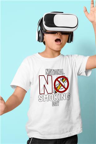 Sigarayı Bırakma Günü Baskılı Beyaz Unisex Beyaz Çocuk Tişört - Tshirt