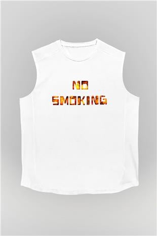 Sigarayı Bırakma Günü Baskılı Beyaz Unisex Kolsuz Tişört - Tshirt