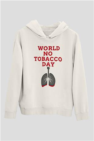 Sigarayı Bırakma Günü Baskılı Beyaz Unisex Kapüşonlu Sweatshirt