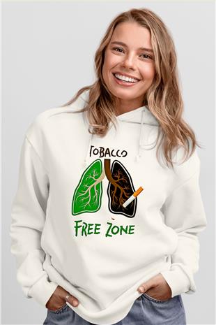 Sigarayı Bırakma Günü Baskılı Beyaz Unisex Kapüşonlu Sweatshirt
