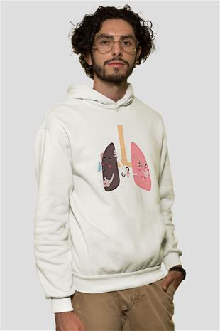 Sigarayı Bırakma Günü Baskılı Beyaz Unisex Kapüşonlu Sweatshirt