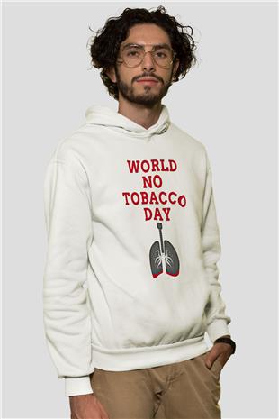 Sigarayı Bırakma Günü Baskılı Beyaz Unisex Kapüşonlu Sweatshirt