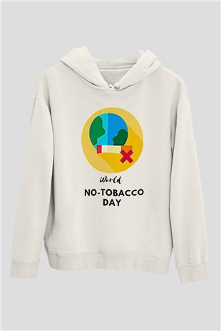 Sigarayı Bırakma Günü Baskılı Beyaz Unisex Kapüşonlu Sweatshirt