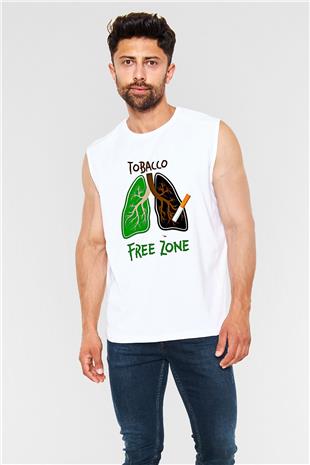 Sigarayı Bırakma Günü Baskılı Beyaz Unisex Kolsuz Tişört - Tshirt