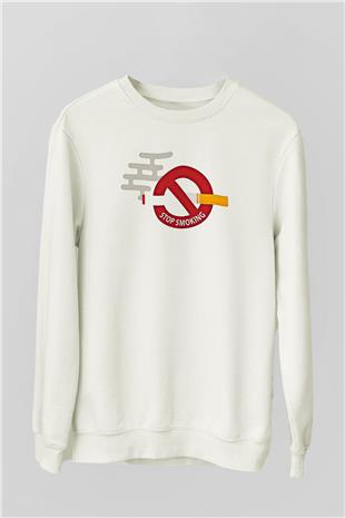 Sigarayı Bırakma Günü Baskılı Beyaz Unisex Sweatshirt