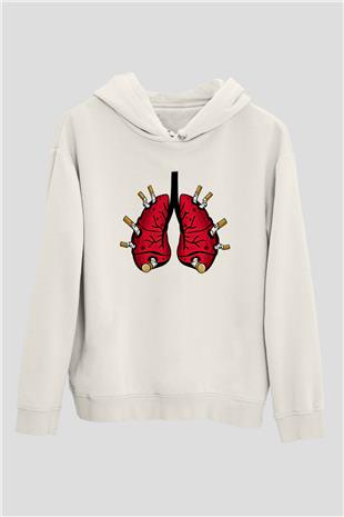 Sigarayı Bırakma Günü Baskılı Beyaz Unisex Kapüşonlu Sweatshirt
