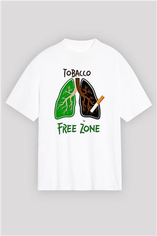 Sigarayı Bırakma Günü Baskılı Beyaz Unisex Oversize Tişört - Tshirt