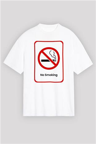 Sigarayı Bırakma Günü Baskılı Beyaz Unisex Oversize Tişört - Tshirt