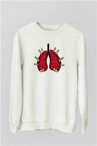 Sigarayı Bırakma Günü Baskılı Beyaz Unisex Sweatshirt
