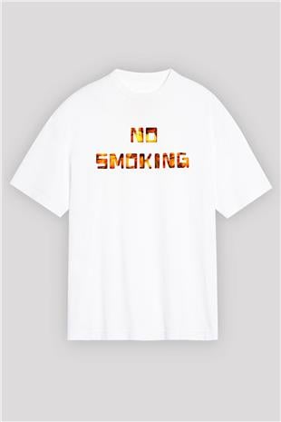 Sigarayı Bırakma Günü Baskılı Beyaz Unisex Oversize Tişört - Tshirt