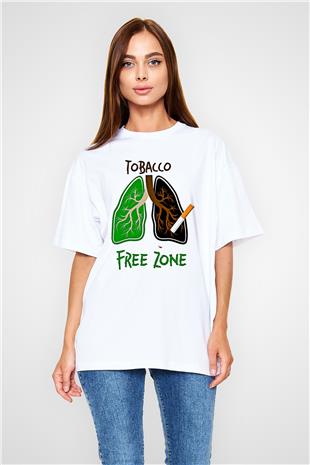 Sigarayı Bırakma Günü Baskılı Beyaz Unisex Oversize Tişört - Tshirt