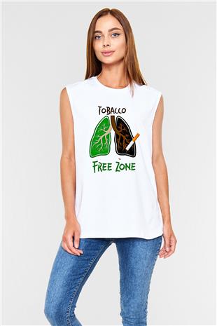 Sigarayı Bırakma Günü Baskılı Beyaz Unisex Kolsuz Tişört - Tshirt