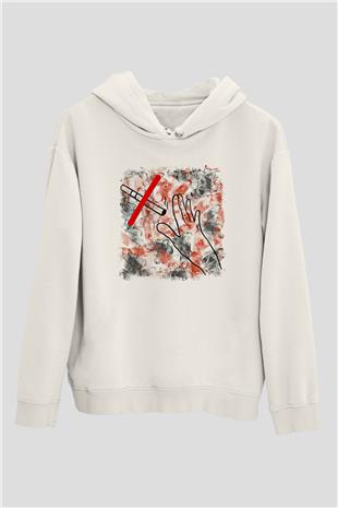 Sigarayı Bırakma Günü Baskılı Beyaz Unisex Kapüşonlu Sweatshirt