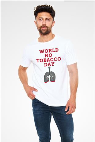 Sigarayı Bırakma Günü Baskılı Unisex Beyaz Tişört - Tshirt