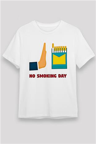 Sigarayı Bırakma Günü Baskılı Unisex Beyaz Tişört - Tshirt