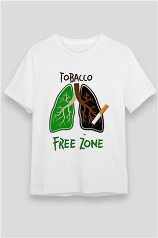 Sigarayı Bırakma Günü Baskılı Unisex Beyaz Tişört - Tshirt