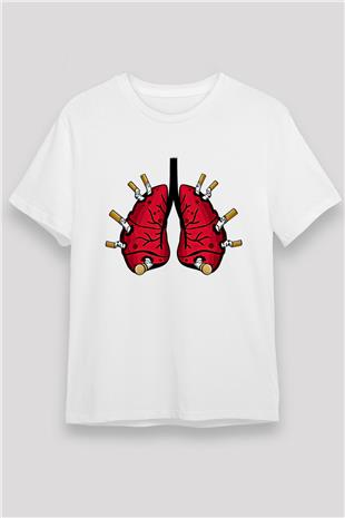 Sigarayı Bırakma Günü Baskılı Unisex Beyaz Tişört - Tshirt
