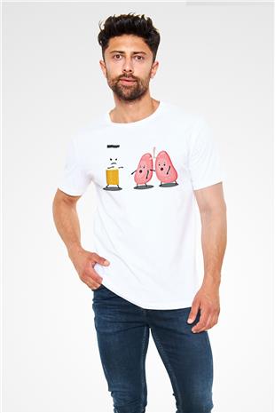 Sigarayı Bırakma Günü Baskılı Unisex Beyaz Tişört - Tshirt