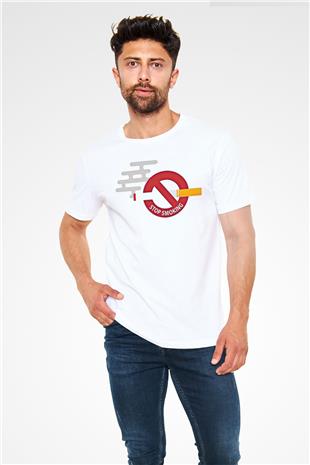 Sigarayı Bırakma Günü Baskılı Unisex Beyaz Tişört - Tshirt