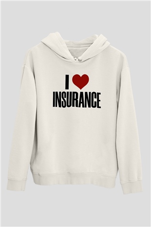 Sigortacı Beyaz Unisex Kapüşonlu Sweatshirt