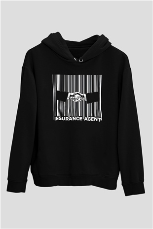 Sigortacı Siyah Unisex Kapüşonlu Sweatshirt