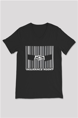 Sigortacı Siyah Unisex V Yaka Tişört