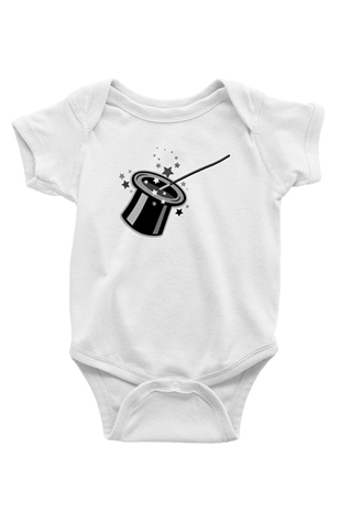 Sihirbaz Baskılı Beyaz Unisex Bebek Body - Zıbın