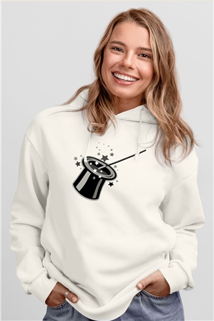 Sihirbaz Beyaz Unisex Hoodie