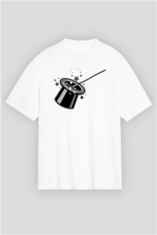 Sihirbaz Beyaz Unisex Oversize Tişört T-Shirt