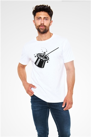 Sihirbaz Beyaz Unisex Tişört T-Shirt - TişörtFabrikası