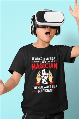 Sihirbaz Siyah Unisex Çocuk Tişört