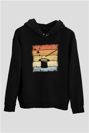 Sihirbaz Siyah Unisex Kapüşonlu Sweatshirt