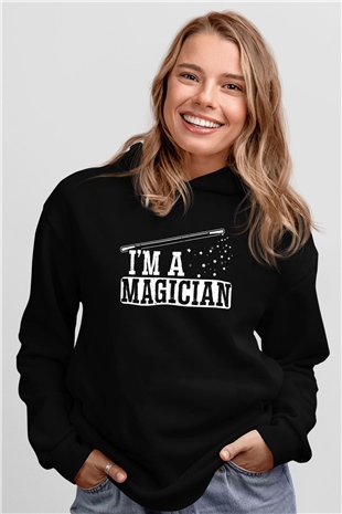 Sihirbaz Siyah Unisex Kapüşonlu Sweatshirt