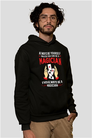 Sihirbaz Siyah Unisex Kapüşonlu Sweatshirt