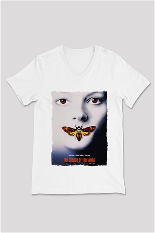 Silence of the Lambs Beyaz Unisex V Yaka Tişört