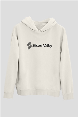 Silicon Valley Beyaz Unisex Kapşonlu Sweatshirt