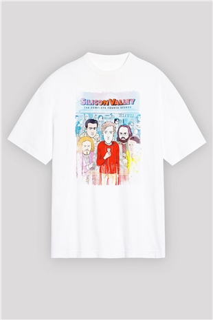 Silicon Valley Beyaz Oversize Tişört Oversize T-shirt