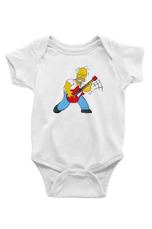 Simpsons Baskılı Beyaz Unisex Bebek Body - Zıbın